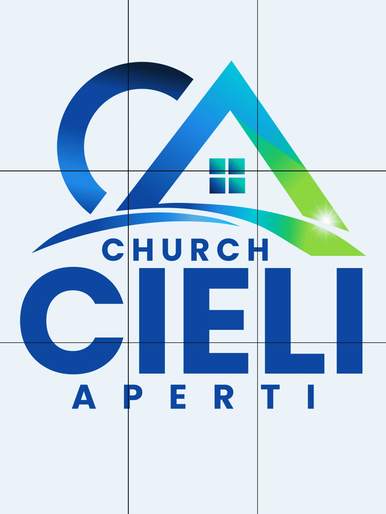 Anteprima del logo Cieli Aperti ricomposto in nove pubblicazioni Instagram
